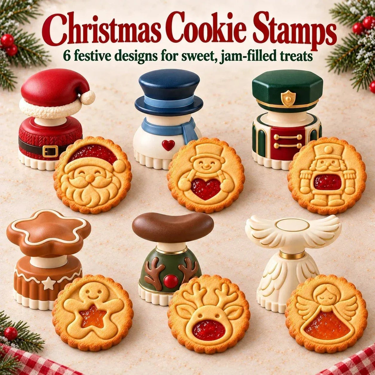 🍪 Christmas Cookie Press with Jam-Fill Center — Make Holiday Baking More Creative and Fun
