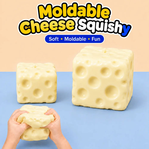 Cheese Cube Squishy Toy, Soft Moldable Petroleum Jelly-Filled Squeeze Ball 🧀
