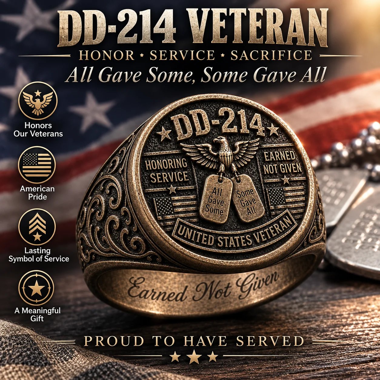 ✨2026 Limited Edition-🎖️ DD-214 Veteran Honor Ring — "All Gave Some & Some Gave All"