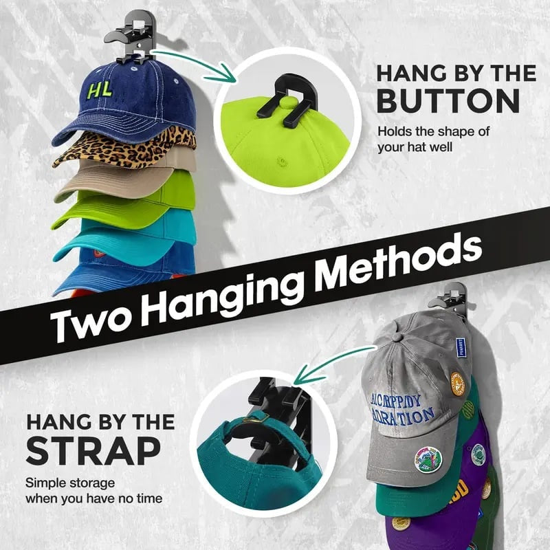 🧢Hat Rack for Wall – Baseball Cap Organizer Holds Up to 20 Hats