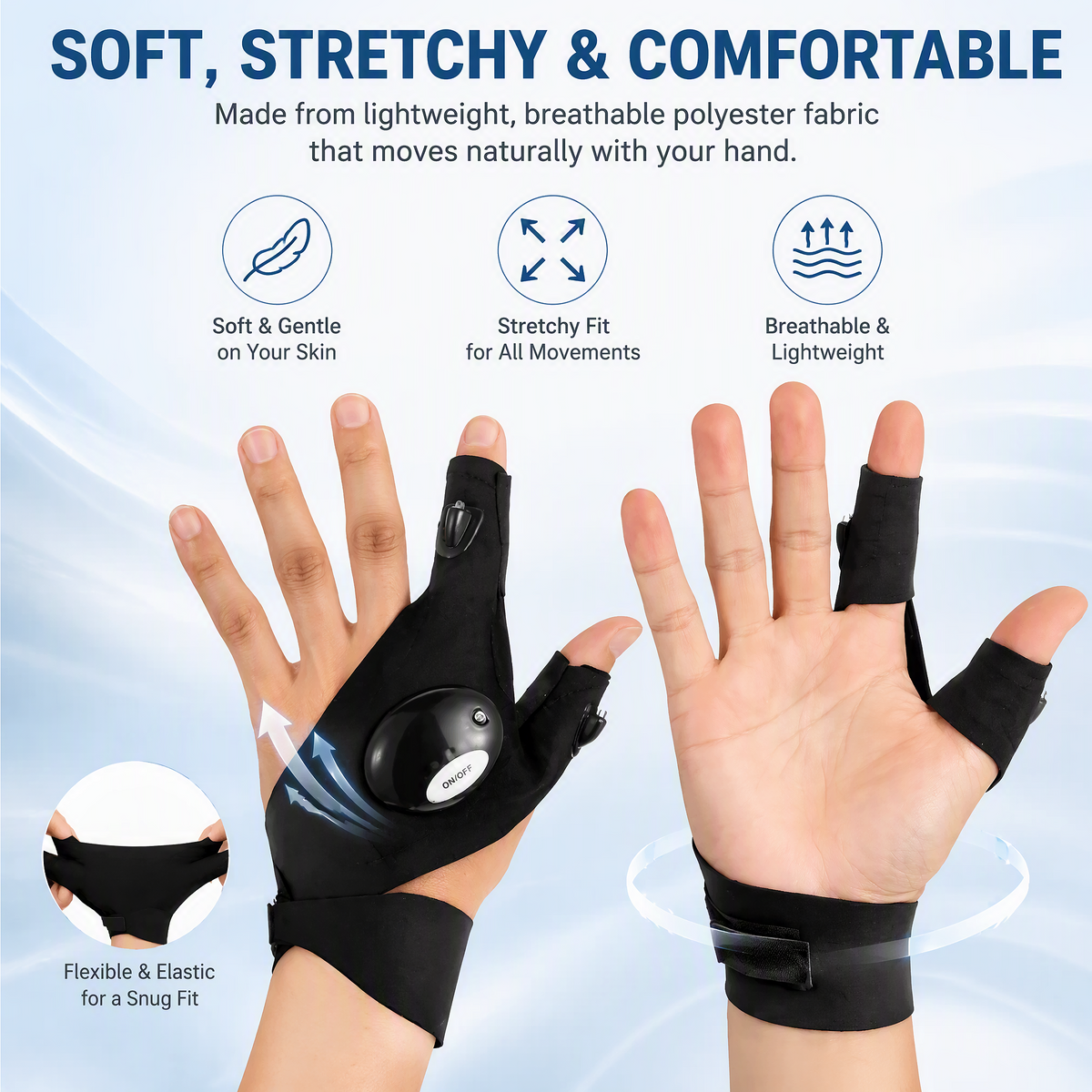 LED Flashlight Gloves – Hands-Free Work Light for Men & Women