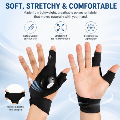 LED Flashlight Gloves – Hands-Free Work Light for Men & Women