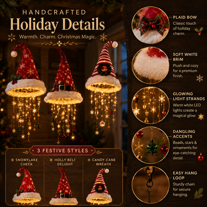 🎅 Lighted Santa Hat Hanging Chandelier 🎄