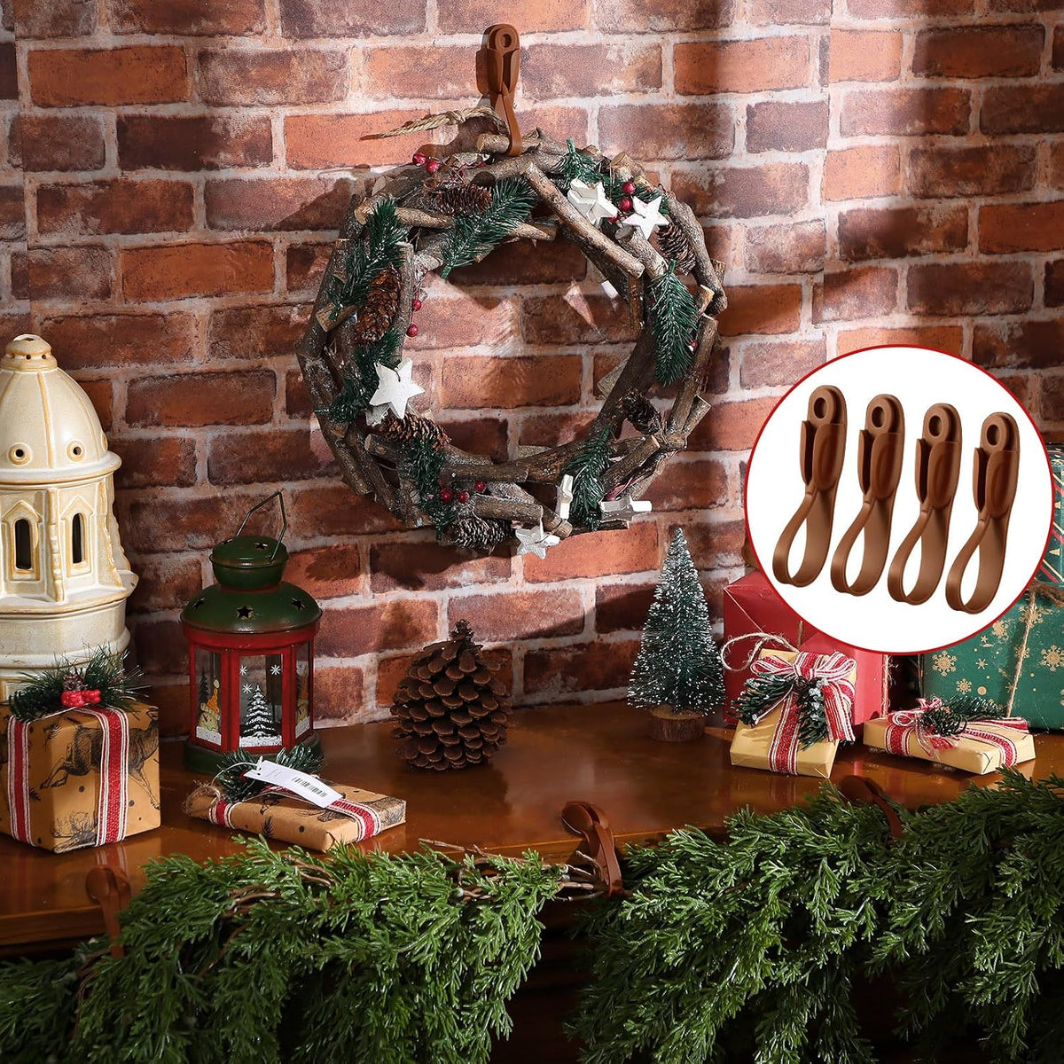🎅 6Pcs Christmas Garland Hanger Mantle Garland Hooks, No Drill