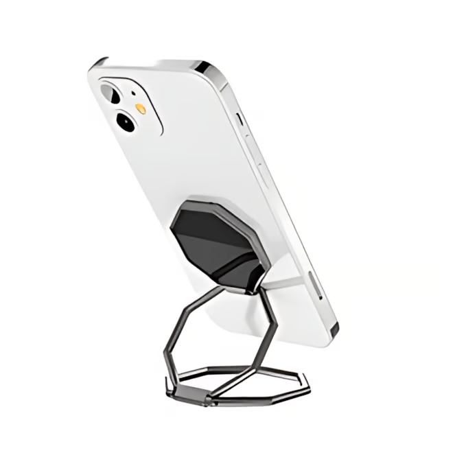 Octagonal Foldable Metal Phone Ring Stand | Magnetic Car Mount Compatible