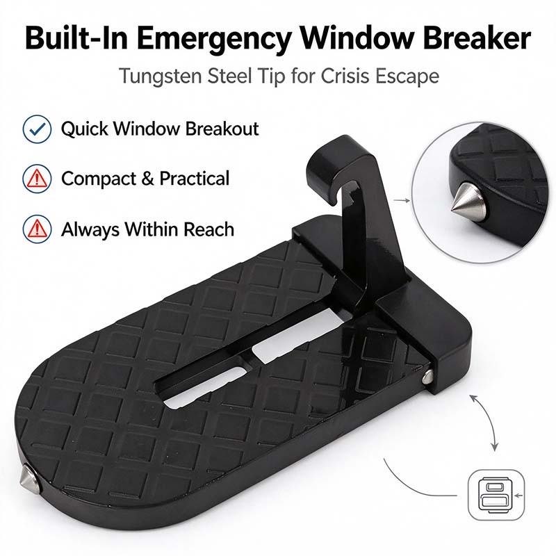 Car Door Step with Safety Hammer, Automotive Compact Anti-Slip Roof Latch Hook Ladder 🚗