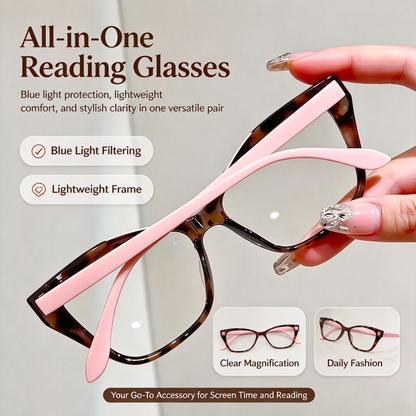 Women's Elegant Cat-Eye Metal Frame Reading Glasses - Plain Color-Blocked 👓