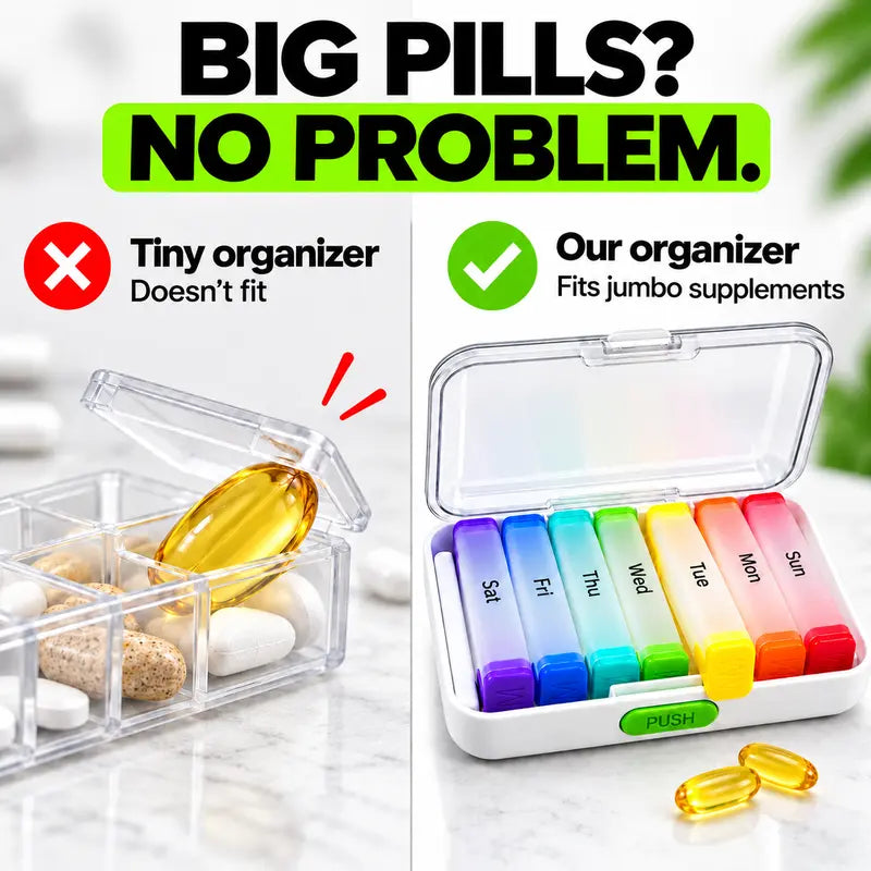 💊 7-Day Jumbo Pill Organizer – Large Capacity Vitamin & Supplement Case