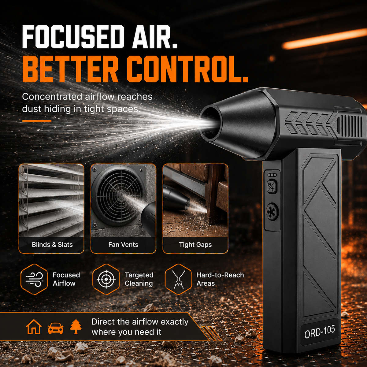 💨 Cordless Turbo Air Duster for Cars, Garages & Workspaces