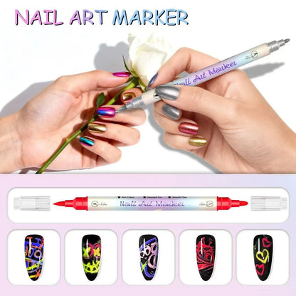 🔥🎨12/24 Colors Dual-Tip Nail Markers For Nail Art
