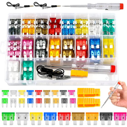 Car Fuse Assortment Kit, Mini Blade Fuses Automotive + Standard Auto Fuses🚗Aluminum sheet