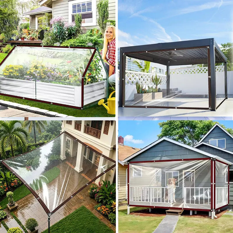 Clear Waterproof PE Tarp, Transparent Outdoor Cover with Metal Grommets💧
