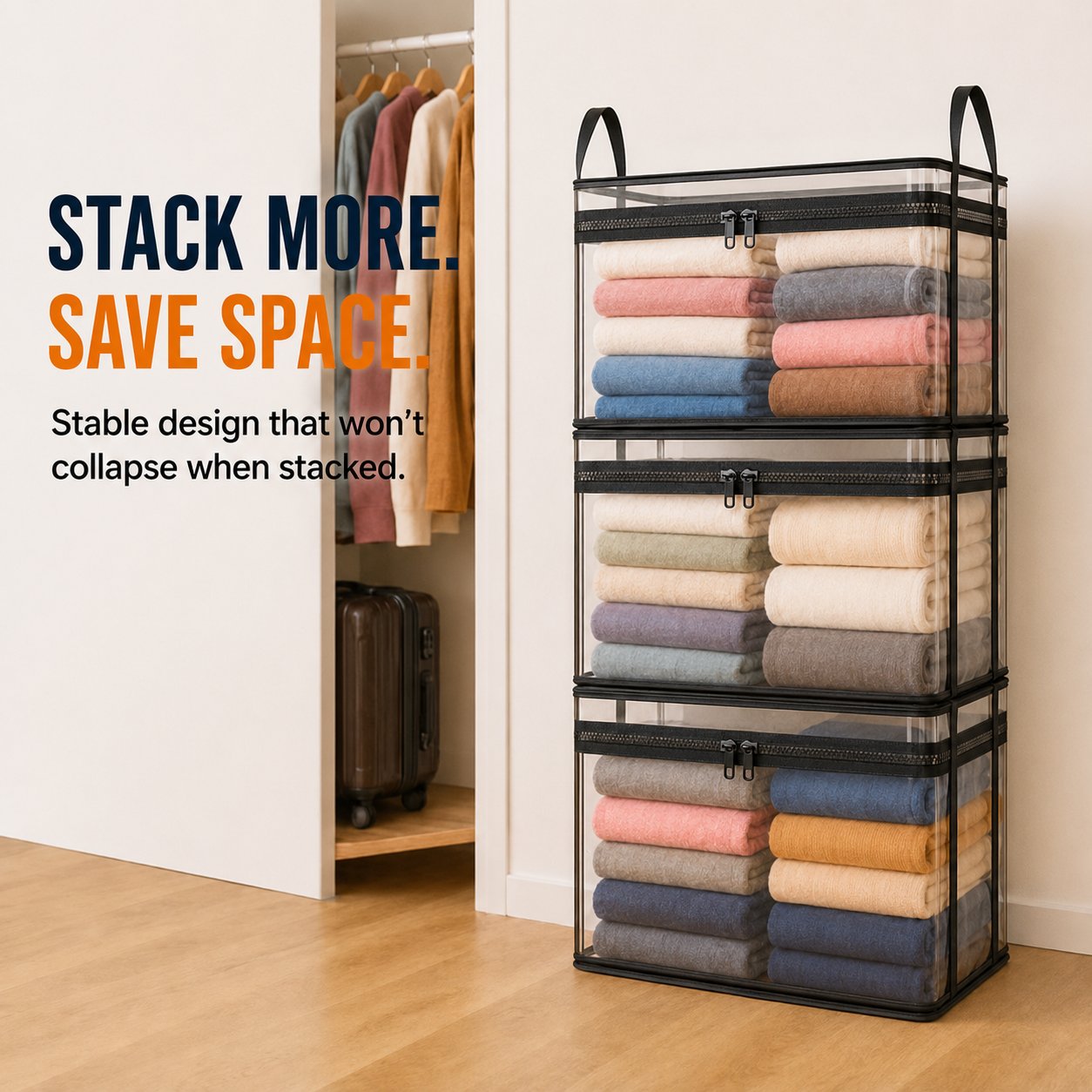🔥2‑Pack Heavy‑Duty Clear Plastic Storage Box with Hinged Lid