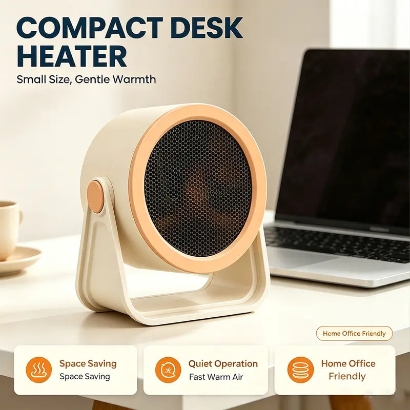 🔥 500W Compact Desk Heater — Adjustable Warmth for Cozy Workdays