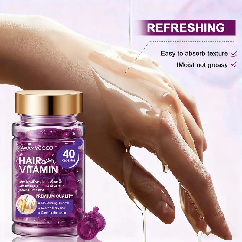 Hair Vitamin Capsules Infused with Violet Vitamins & Argan Oil for Color-Treated 💇‍♀️