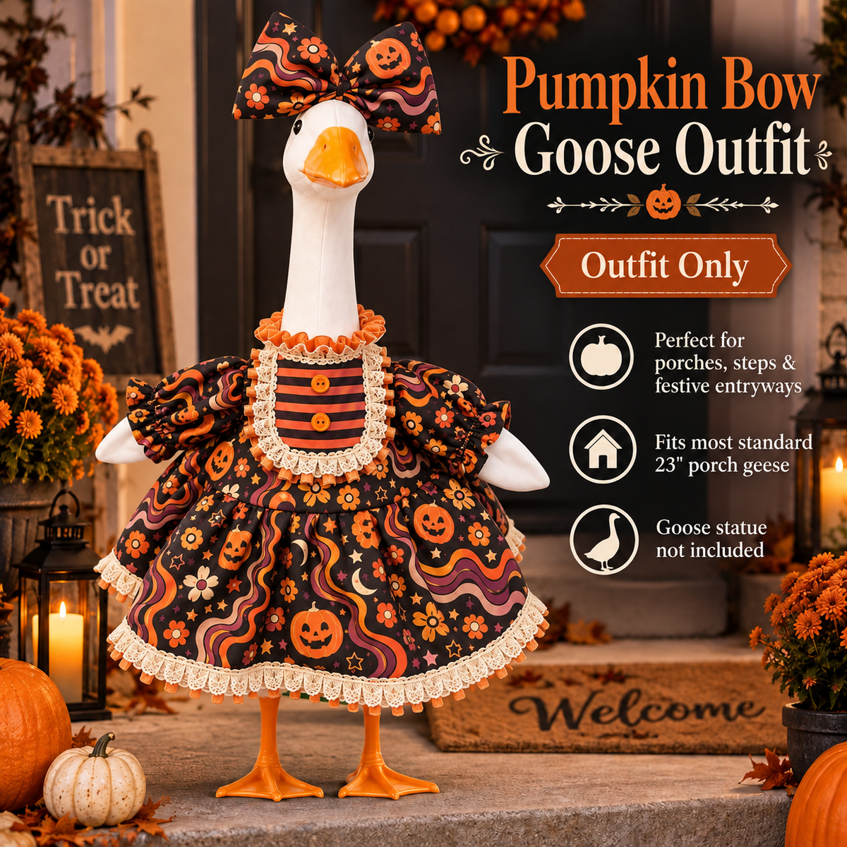🪿🎃 44% OFF – Halloween Porch Goose Outfit Collection | Give Your Goose a Spooky New Look