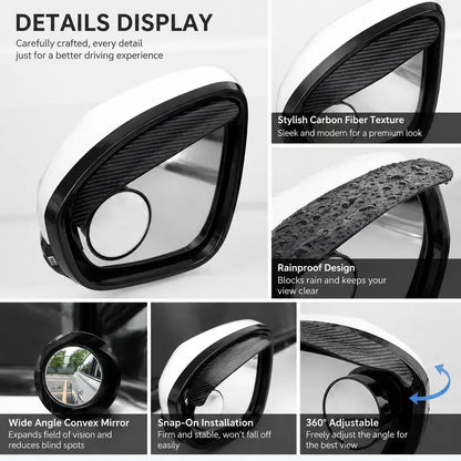 🎁2-in-1 Rearview Mirror Rain Visor with 360° Blind Spot Mirror