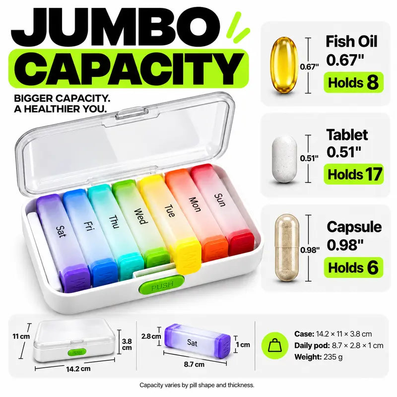 💊 7-Day Jumbo Pill Organizer – Large Capacity Vitamin & Supplement Case