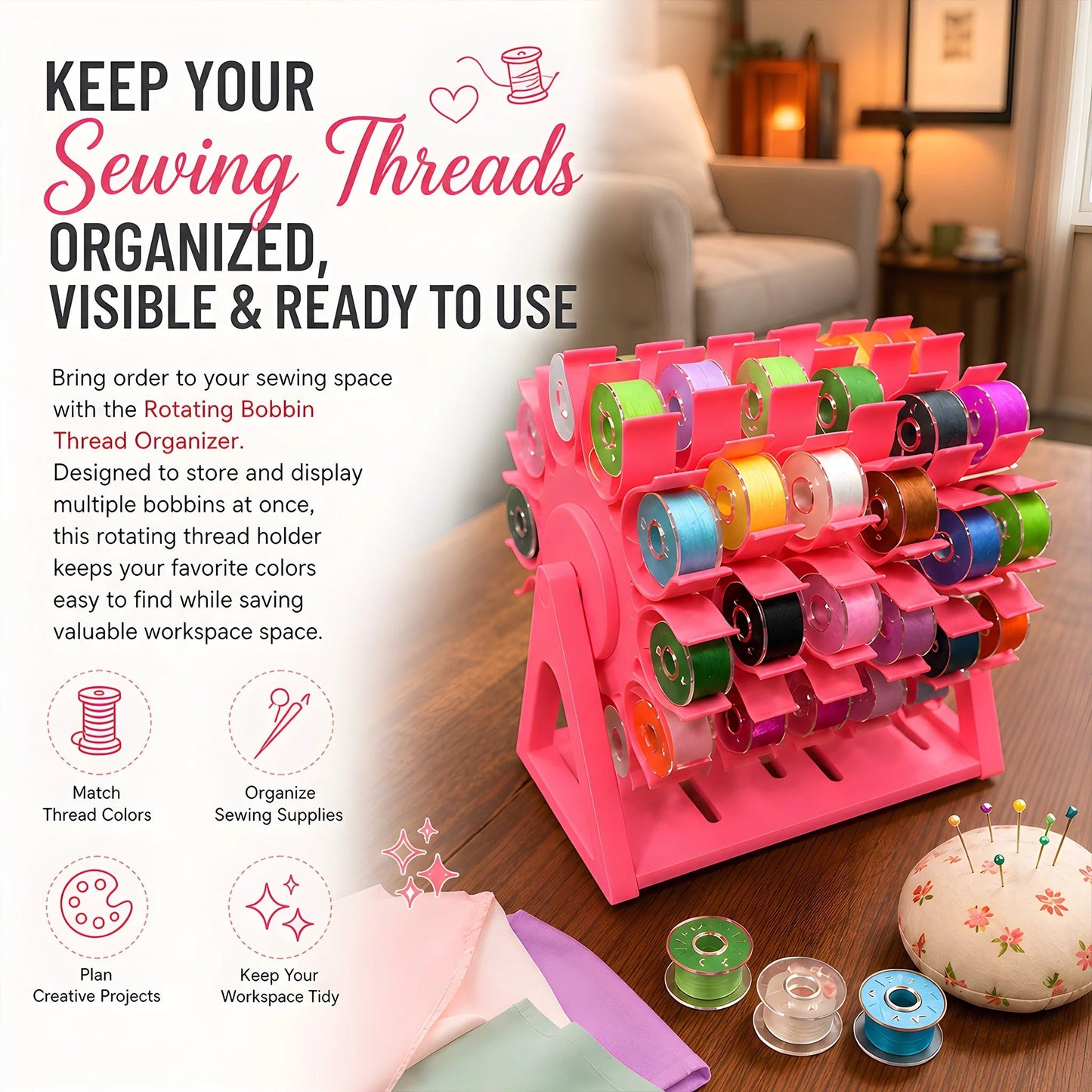 🔥HOT SALES 49% OFF🧵Rotating Bobbin Thread Organizer