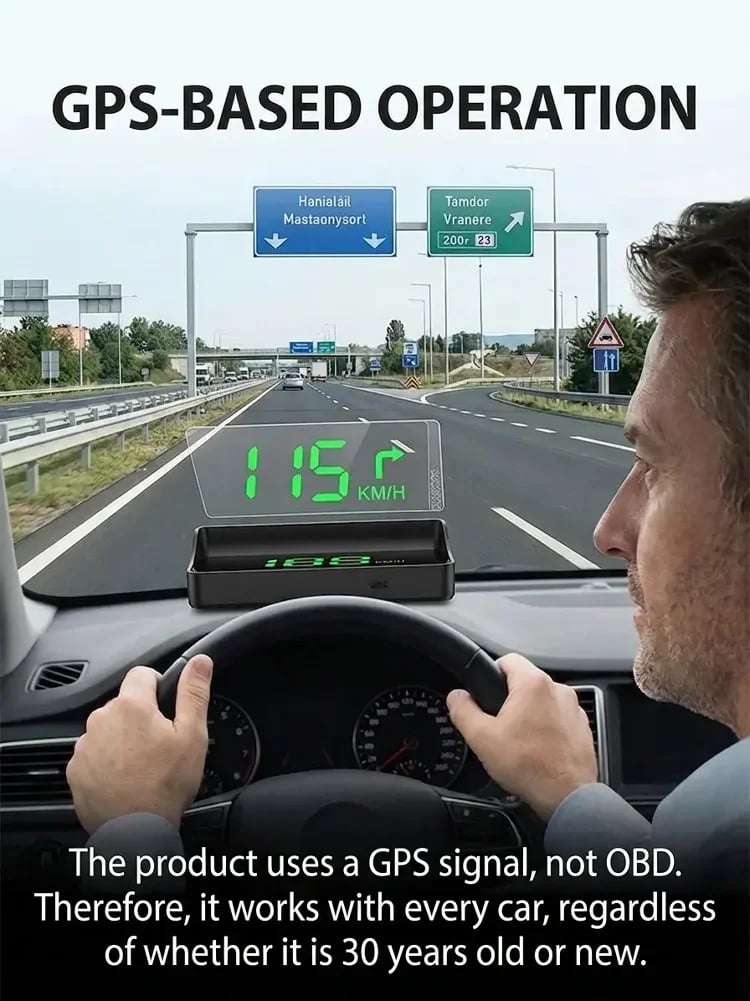 🚗Head-Up Display Car GPS Digital Speedometer – Traffic Light Countdown & Red Light Camera Alert HUD, Universal Driver Safety Warning Device to Avoid Tickets for City Driving