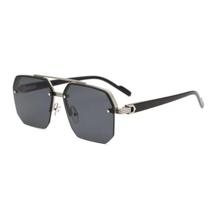 Unisex Retro Square Sunglasses, Polycarbonate Semi-Rimless Double Beam 🕶️