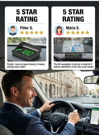 🚗Head-Up Display Car GPS Digital Speedometer – Traffic Light Countdown & Red Light Camera Alert HUD, Universal Driver Safety Warning Device to Avoid Tickets for City Driving