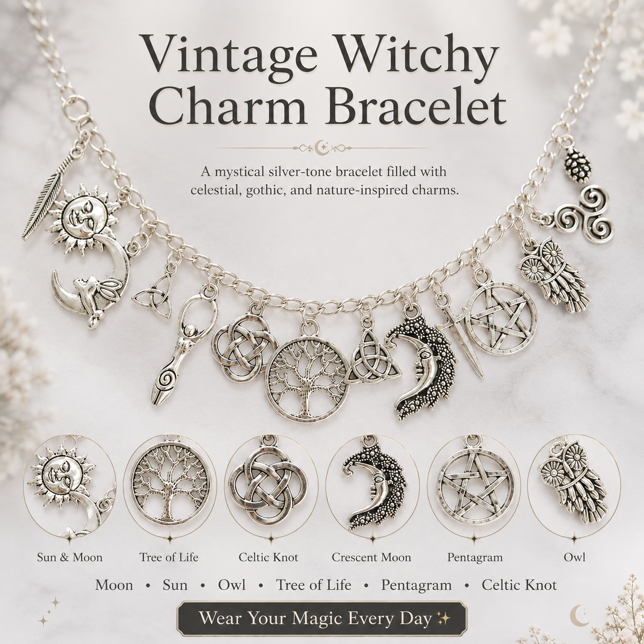 🔥Limited Time 50% Off✨Vintage Witchy Charm Bracelet