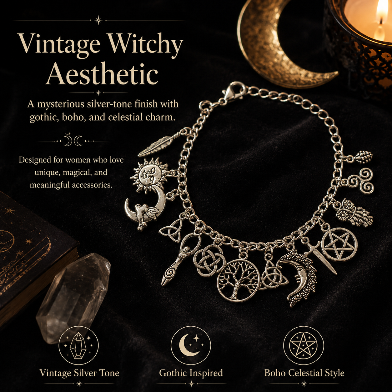🔥Limited Time 50% Off✨Vintage Witchy Charm Bracelet