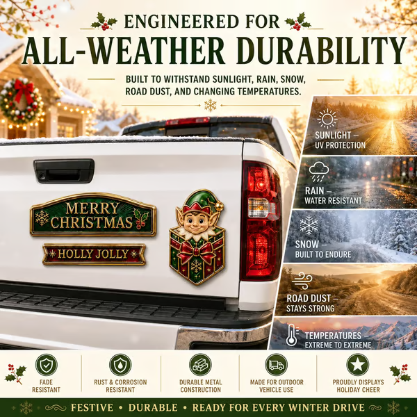 🔥 3-Piece Christmas Car Emblem Metal Badge Set – Multiple Festive Character Styles Available