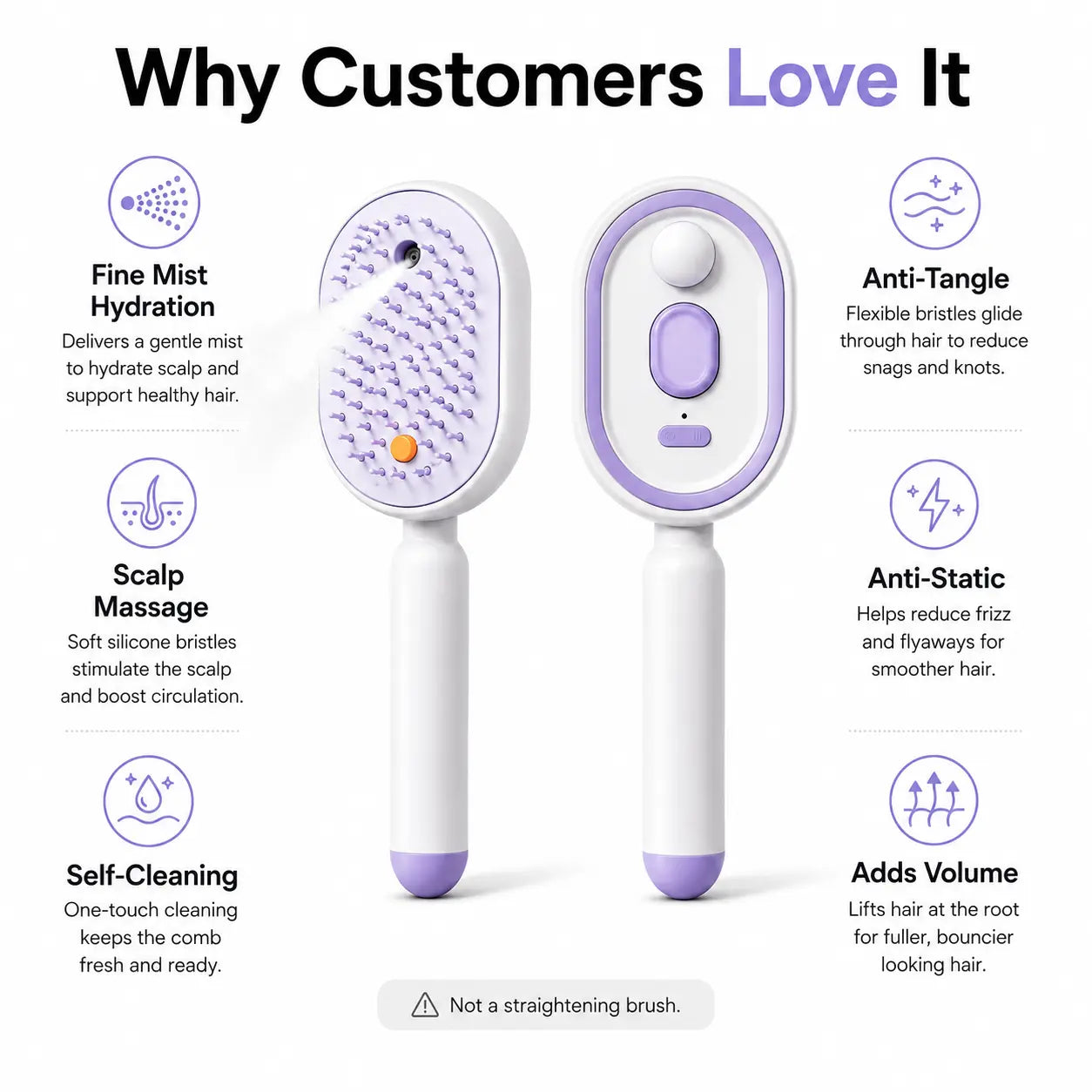Electric Spray Air Cushion Massage Comb, Anti-Tangle Electric Hair Brush