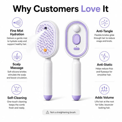 Electric Spray Air Cushion Massage Comb, Anti-Tangle Electric Hair Brush