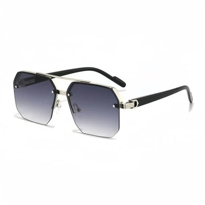 Unisex Retro Square Sunglasses, Polycarbonate Semi-Rimless Double Beam 🕶️