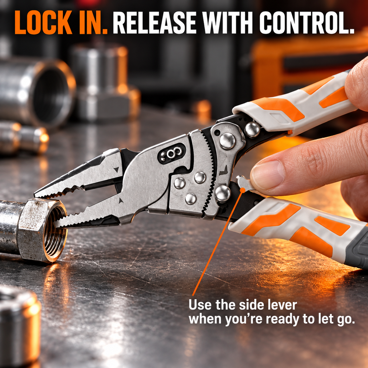 🔧 Self-Locking Ratchet Pliers – Secure Grip, Less Effort