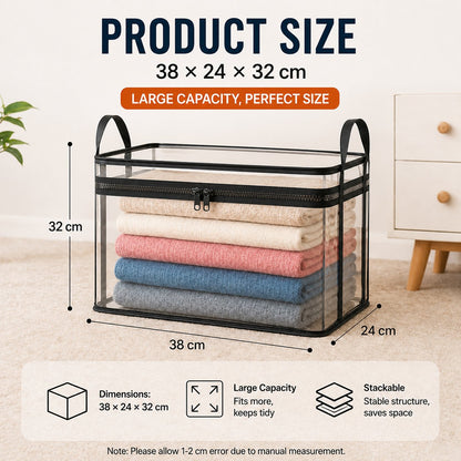 2‑Pack Heavy‑Duty Clear Plastic Storage Box with Hinged Lid