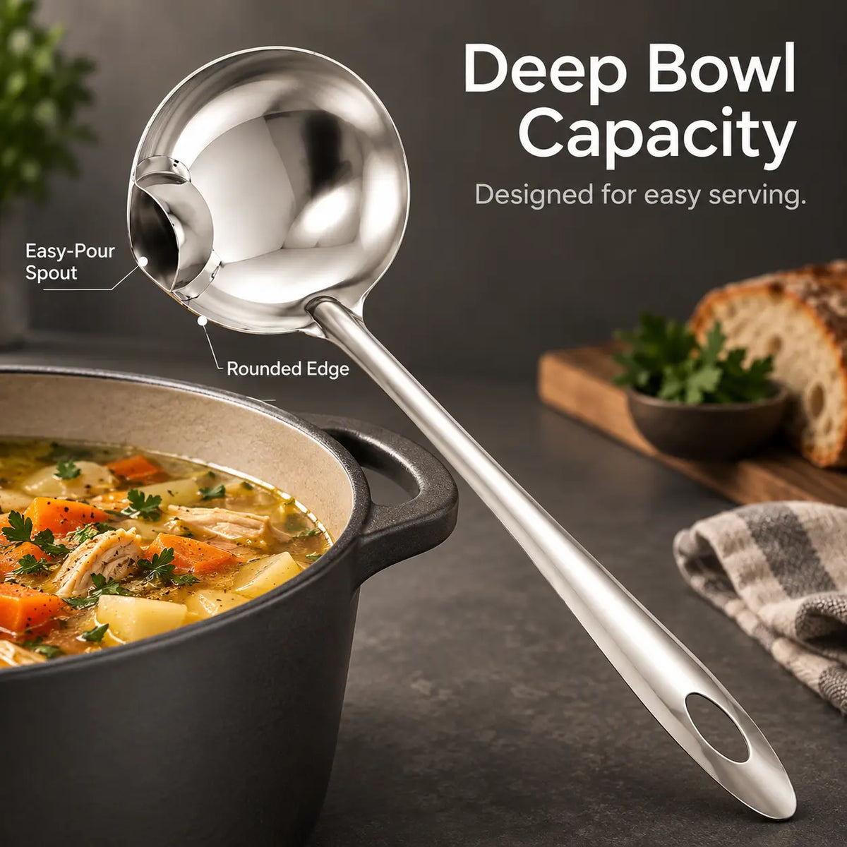 2 Counts Stainless Steel Oil Separator Ladle, Mirror Polished Surface 🥄
