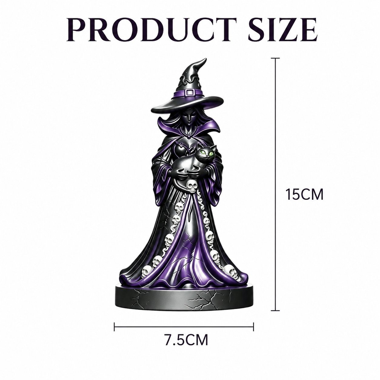 🔥HOT SALES 50% OFF - 🧙‍♀️Midnight Witch &amp; Black Cat Resin Figurine | Gothic Halloween Tabletop Decor &amp; Unique Spooky Gift 🖤