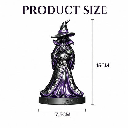 🔥HOT SALES 50% OFF - 🧙‍♀️Midnight Witch &amp; Black Cat Resin Figurine | Gothic Halloween Tabletop Decor &amp; Unique Spooky Gift 🖤