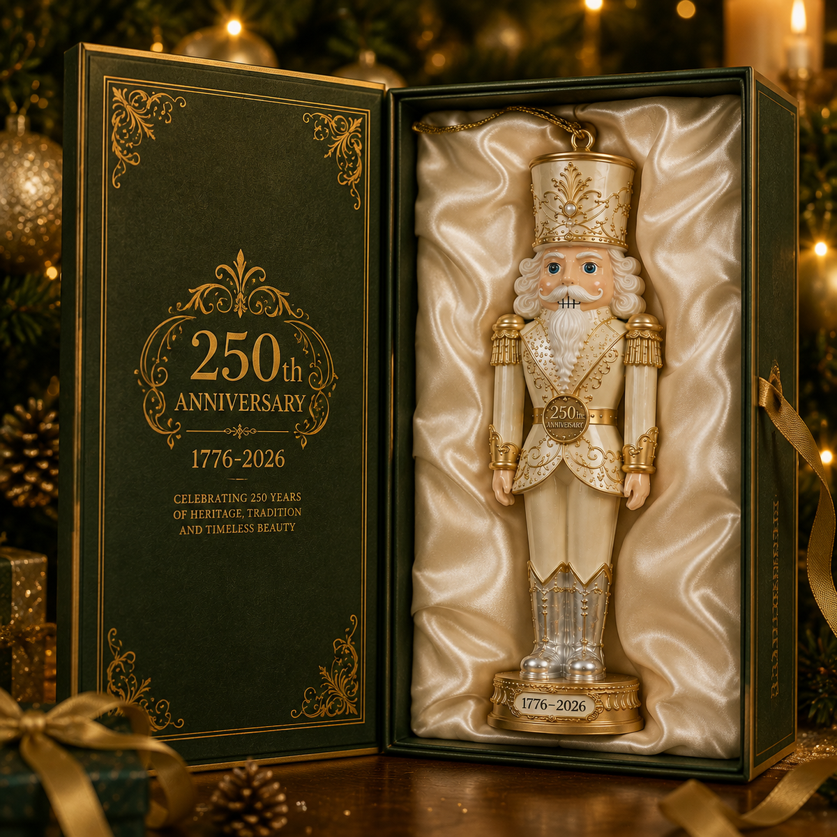 ✨2026 America 250th Anniversary Ivory & Gold Nutcracker Ornament