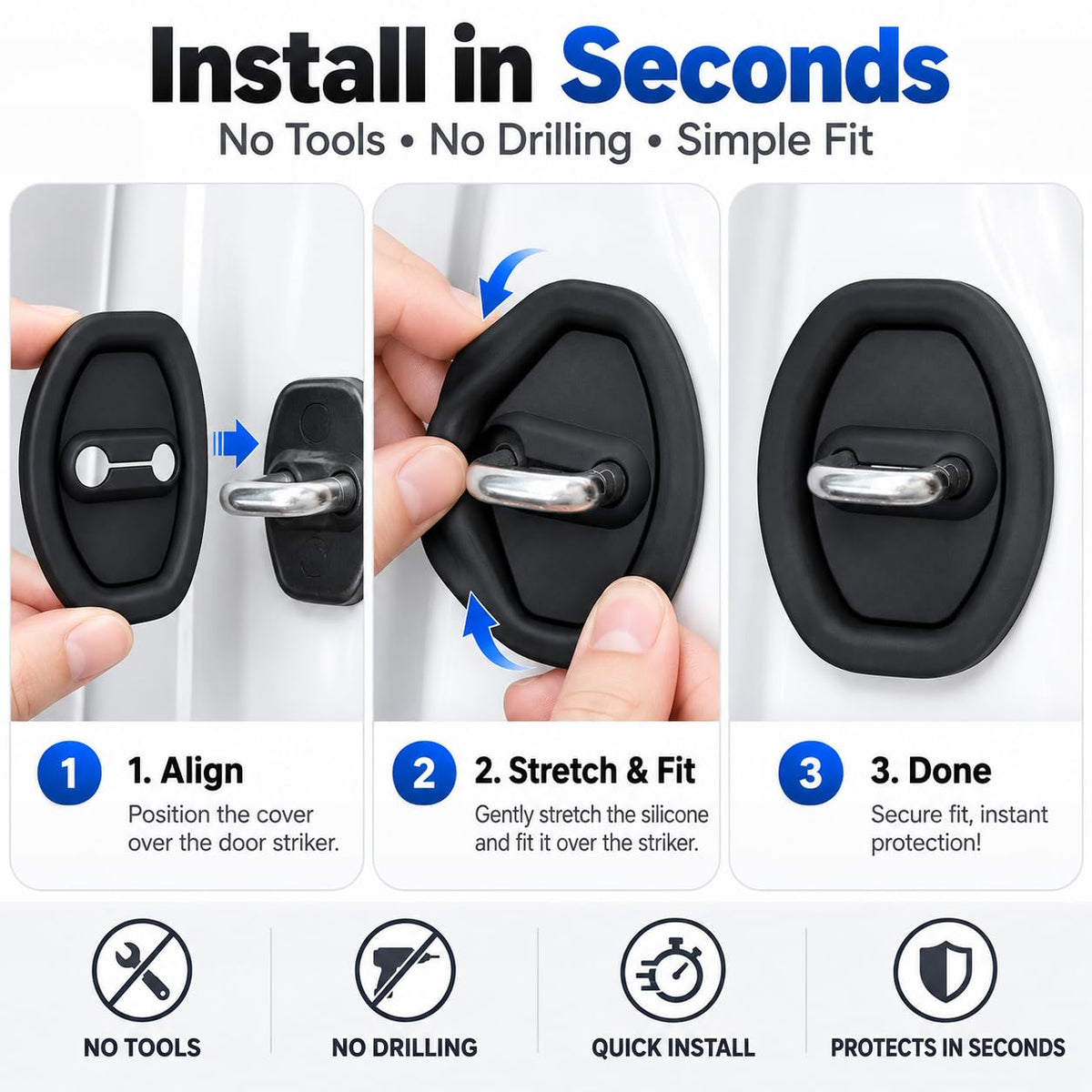 4 Pcs Door Latch Lock Covers, Experience Seamless Installation with Our Self-Adhesive Design 🚪