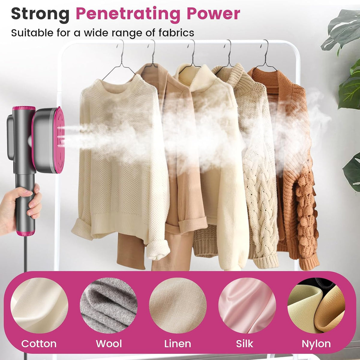 Portable Travel Garment Steamer for Clothes, Portable Clothing Steamer Iron, 7 Modes with LED Display ✨
