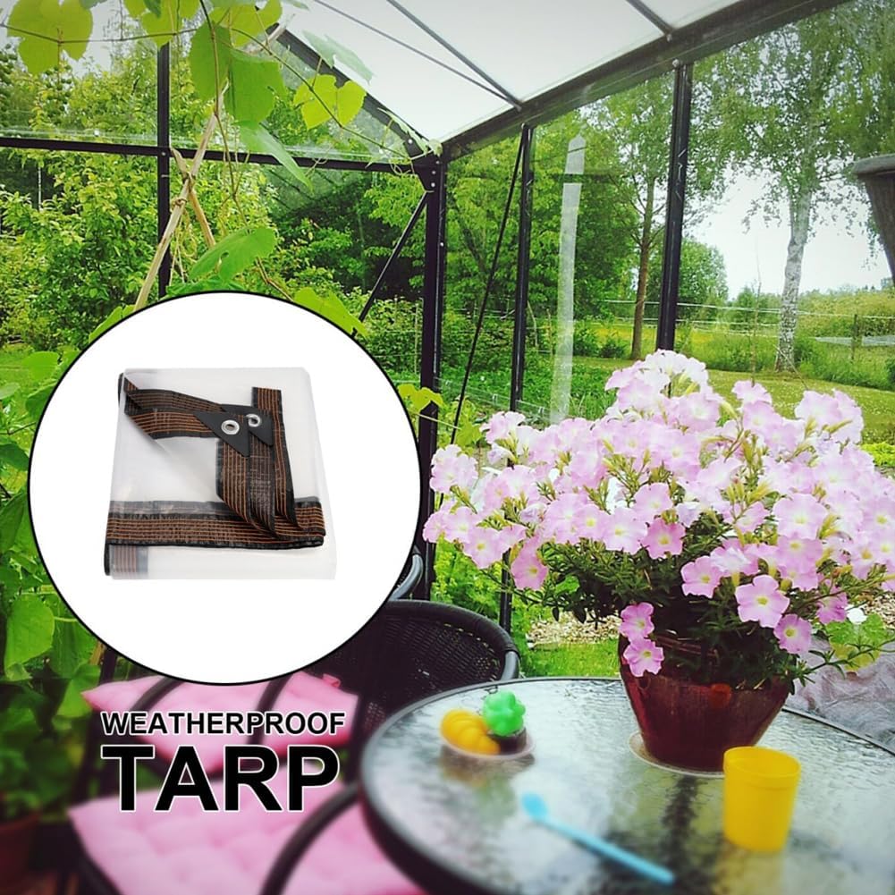 Clear Waterproof PE Tarp, Transparent Outdoor Cover with Metal Grommets💧