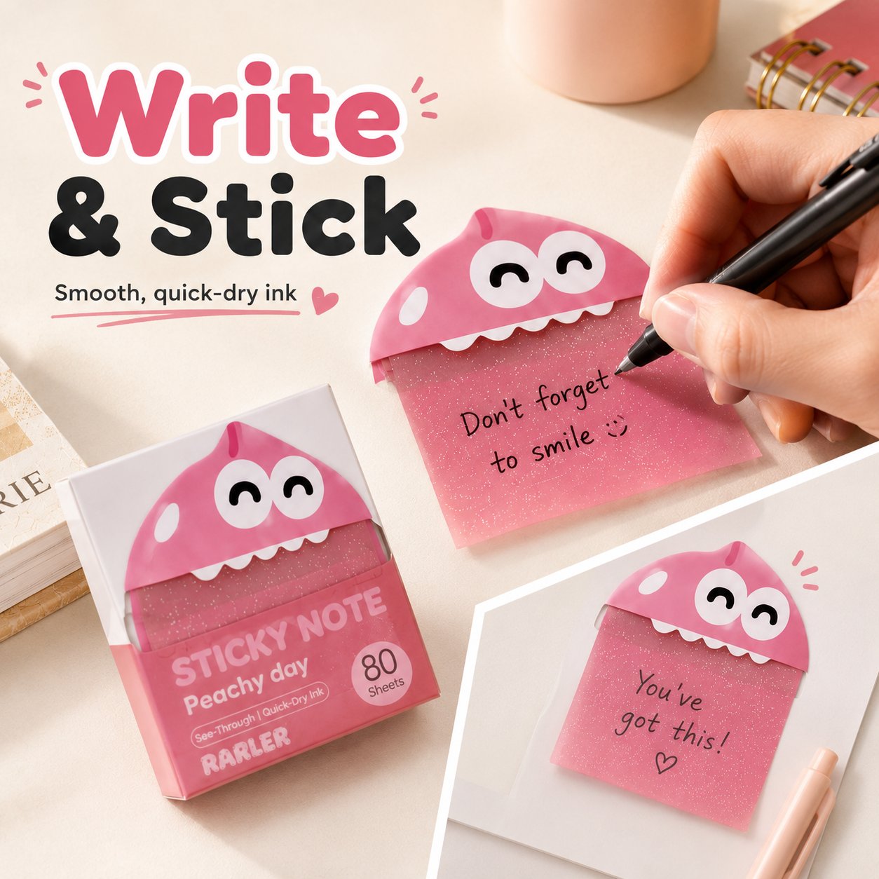 🔥HOT SALES 50% OFF - 👾Cute Monster Memo Notes | Pull-Out Sticky Note Pad with 80 Easy-Peel Sheets