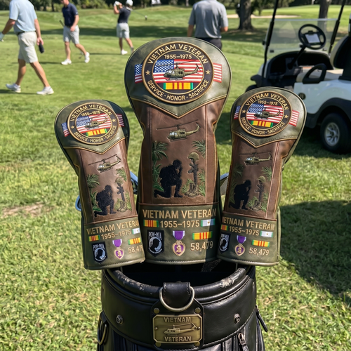 🎖️ Last Day Promo: 49% OFF ⛳️Vietnam Veteran Tribute Elite Leather Golf Head Cover -1955-1975 Service Tribute