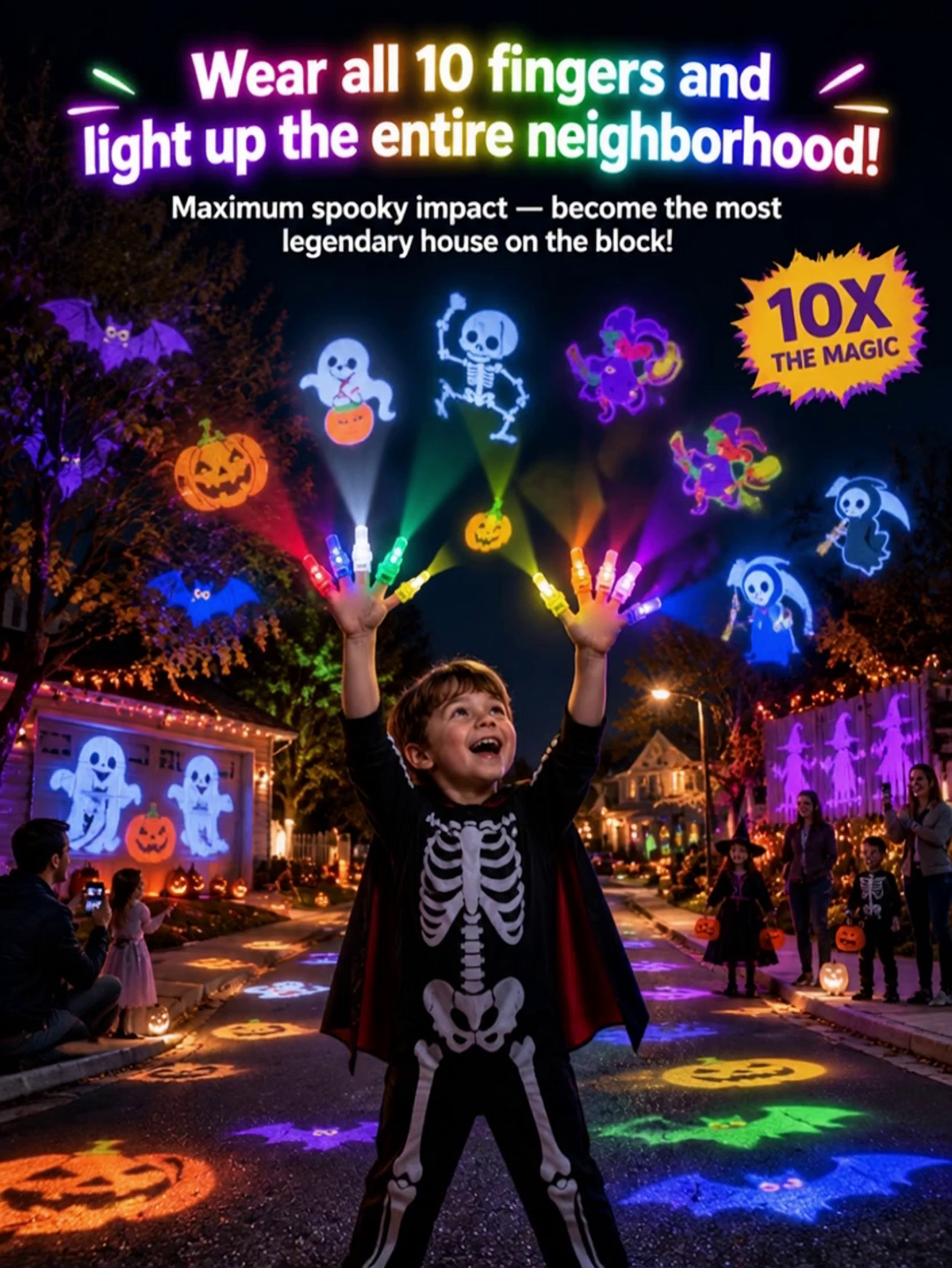 【Halloween projection finger lamp】Glow bright: 150ft visibility to stop traffic, No more dark nights!