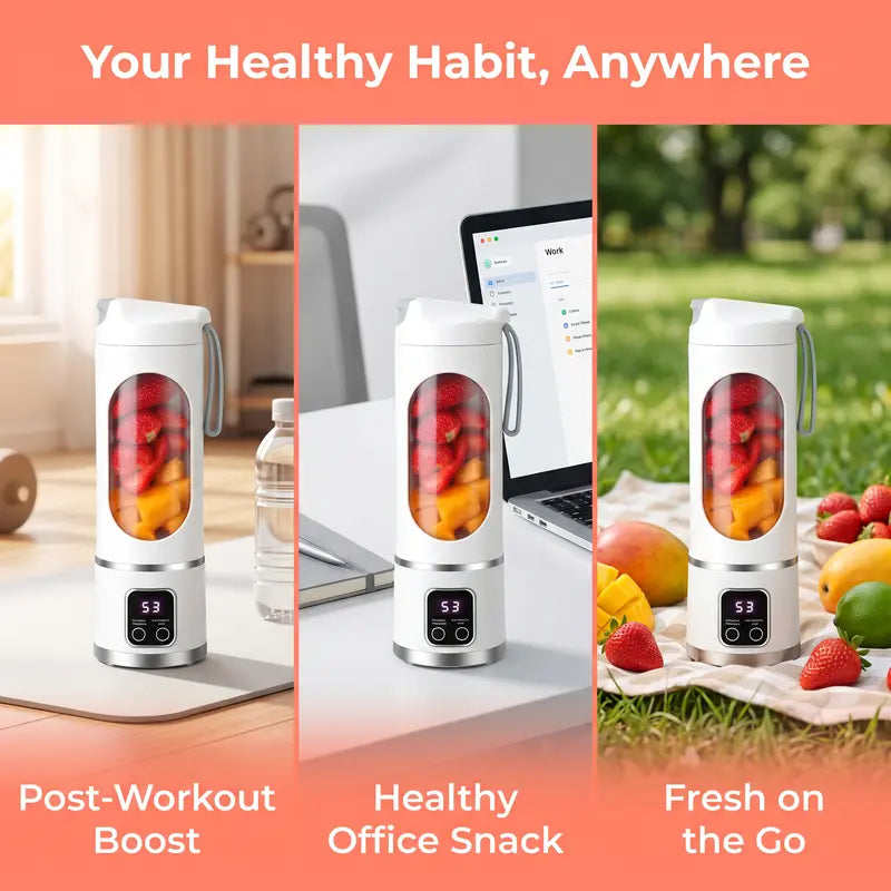 Portable 15.22 Oz USB Rechargeable Personal Blender with LED Display🥤