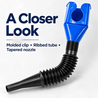 🛢️ Clip-On Flexible Oil Funnel — Reach Awkward Fill Openings with Less Mess