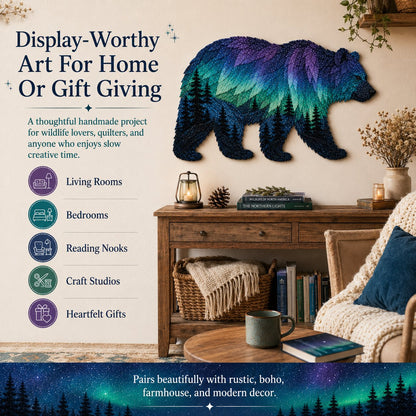 🔥HOT SALES 50% OFF - 🐻Northern Lights Wildlife DIY Patchwork Kit | Aurora Layered Fabric Art, Beginner Sewing Decor & Handmade Nature Gift