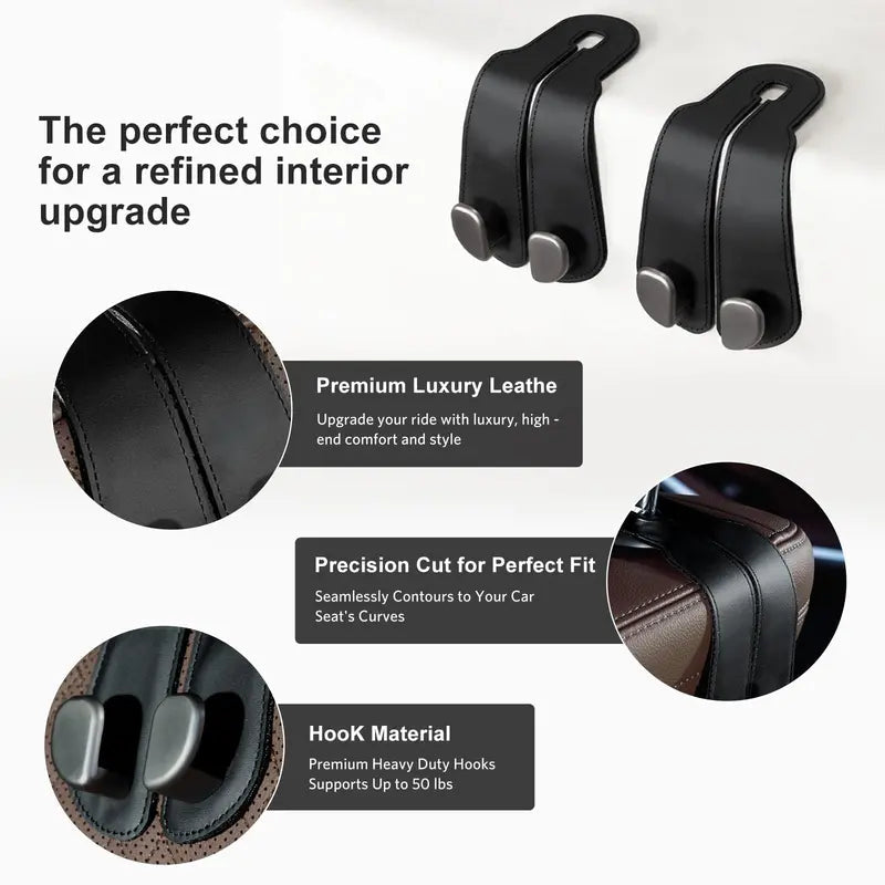 2 Pcs Car Hooks For Headrest-Adjustable  Car Organizers and Storage Accessories