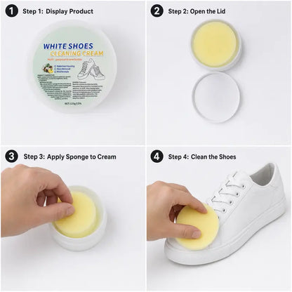 White Shoe Cleaning Cream with Sponge Applicator -Multi-Purpose Household Cleaner🧽