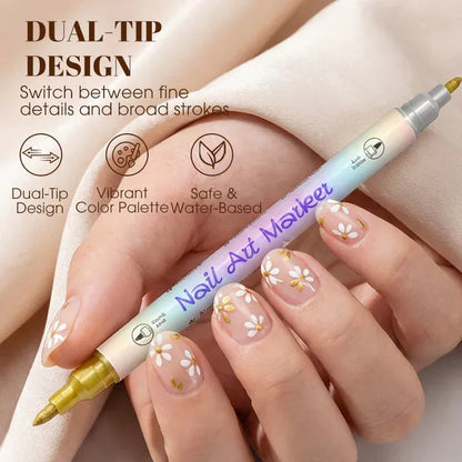 🔥🎨12/24 Colors Dual-Tip Nail Markers For Nail Art